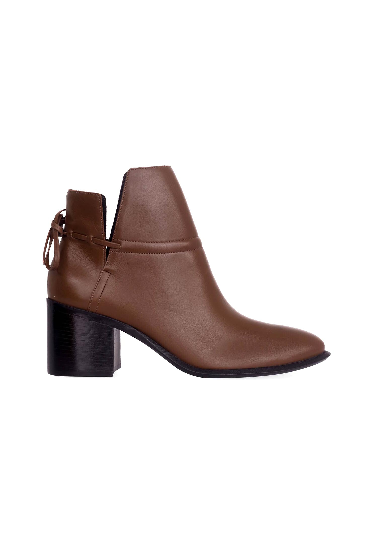 Brown Leather Ankle Boots Attalea – Women’s Block Heel Booties