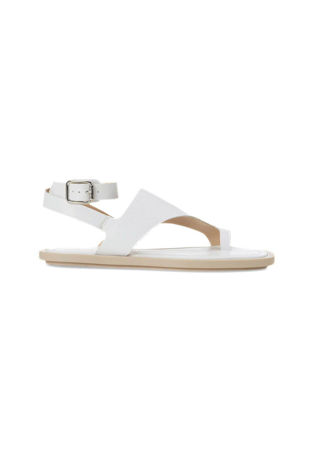 White Leather Toe-Ring Sandals – Handmade Women’s Flat Sandals