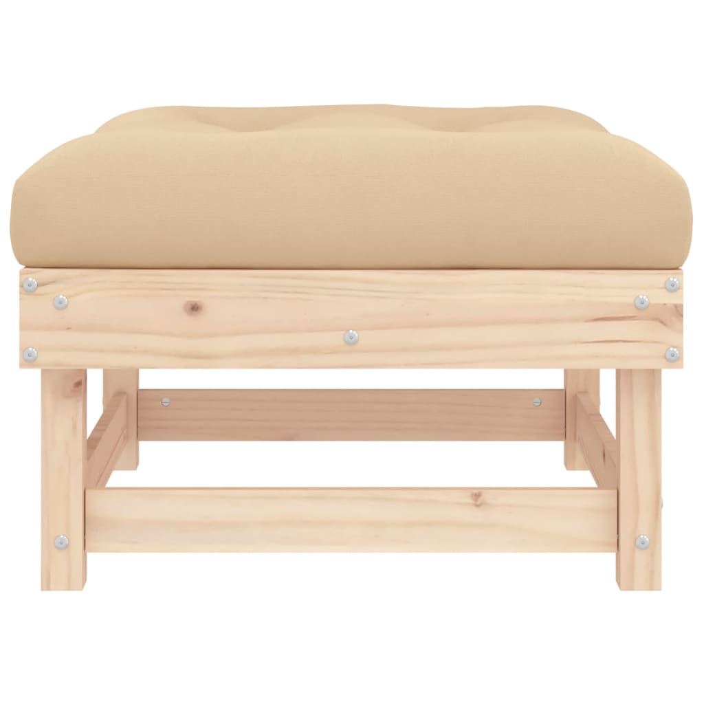 NNEVL Garden Footstools with Cushions 2pcs Solid Wood Pine