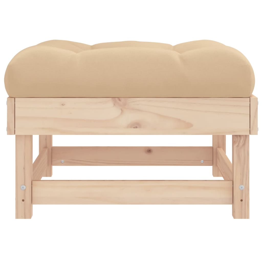 NNEVL Garden Footstools with Cushions 2pcs Solid Wood Pine