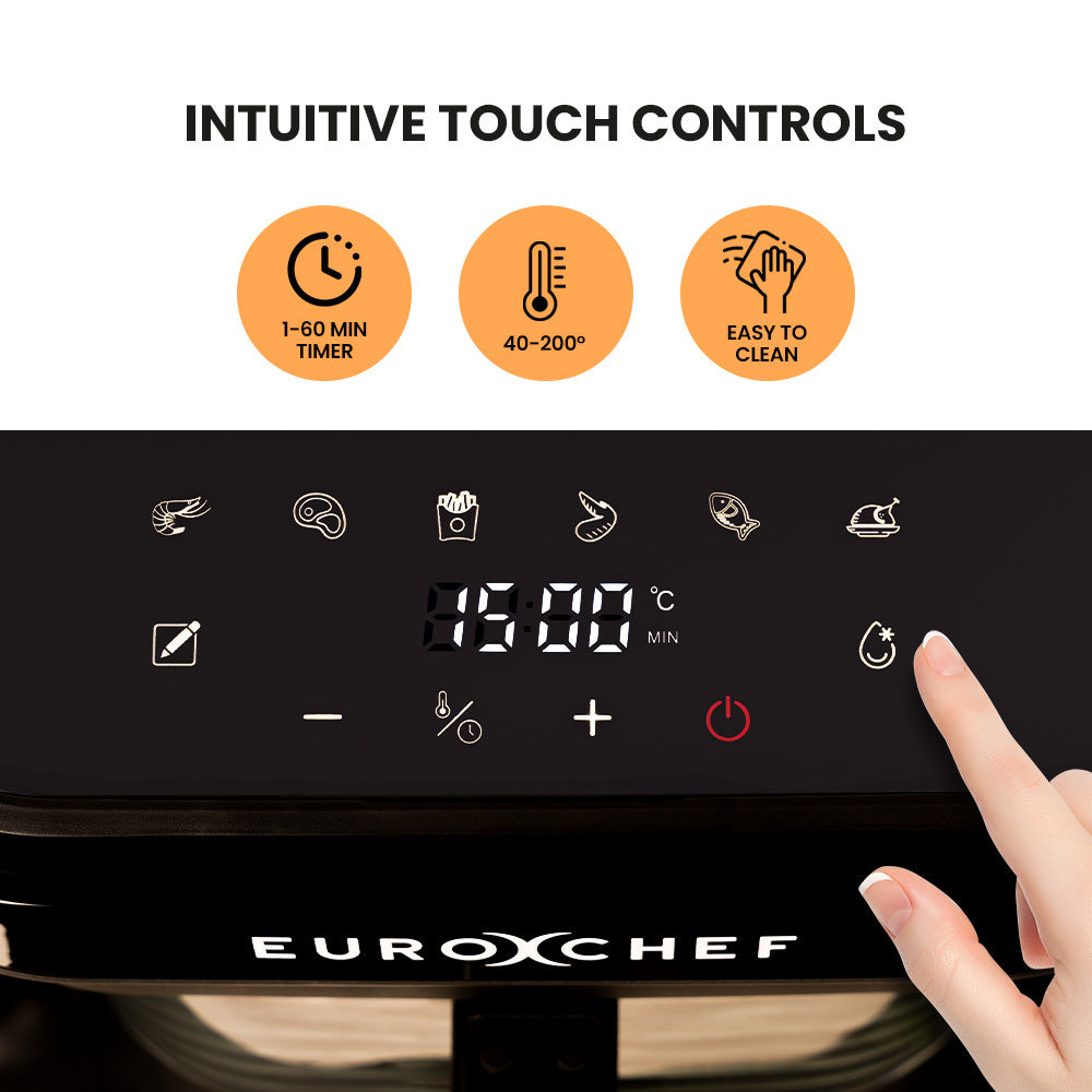 NNEMB 6.5L Air Fryer, Electric Digital Airfryer with Glass Container, Black