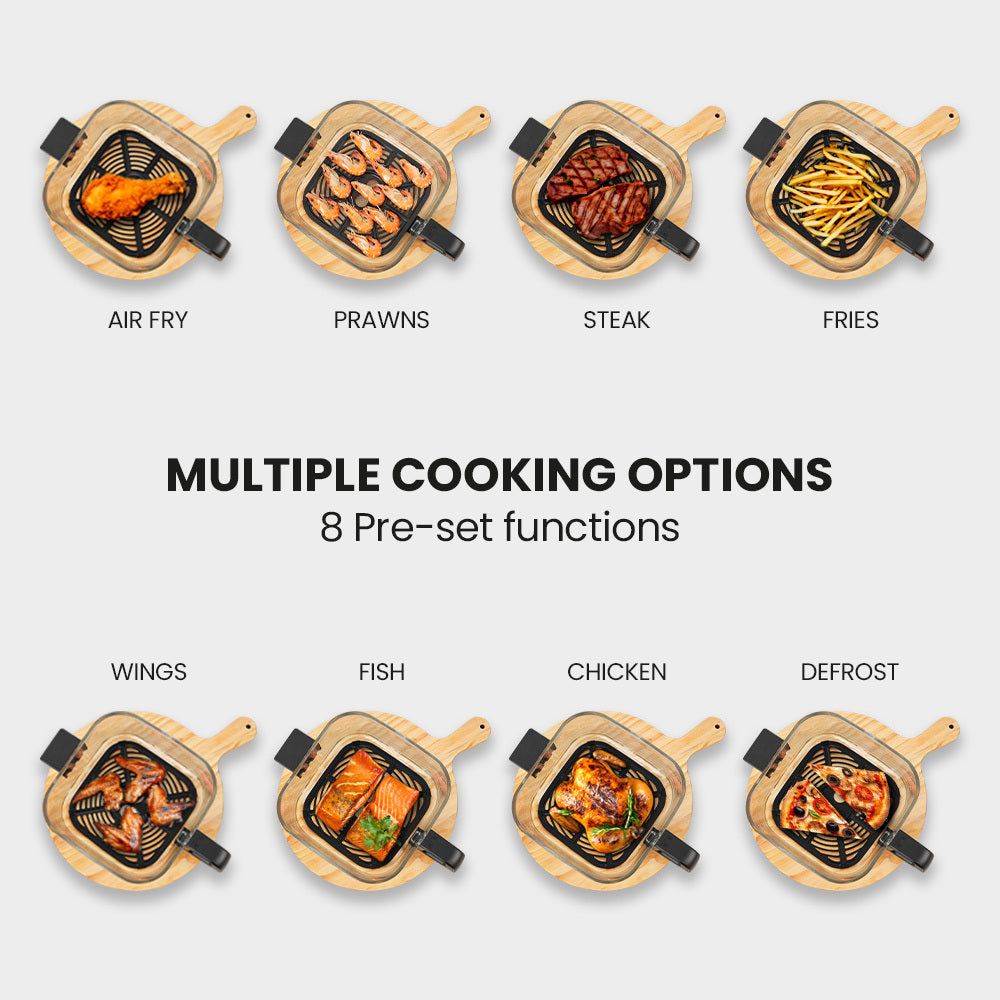 NNEMB 6.5L Air Fryer, Electric Digital Airfryer with Glass Container, Black