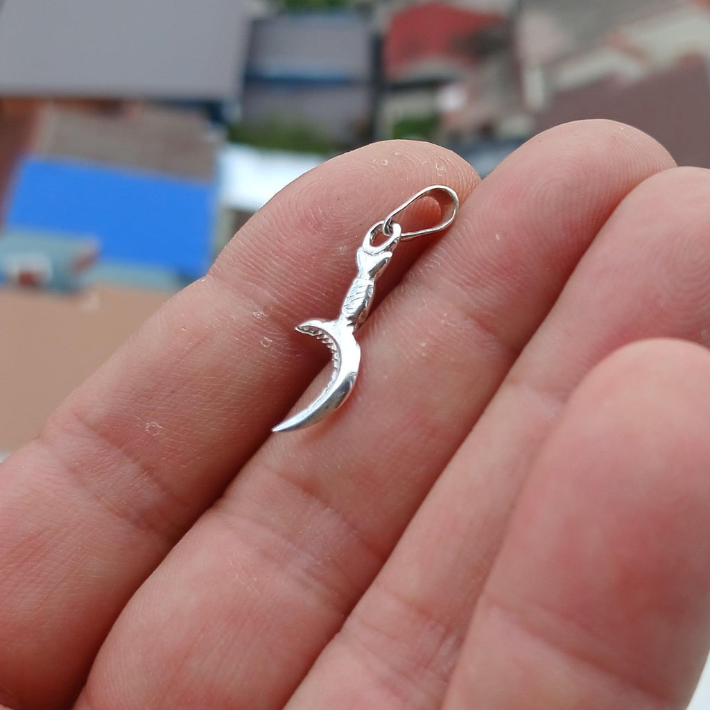 Sickle Silver Pendant, Sterling Silver Druid Sickle Pendant, Sickle Silver Charm, Excellent Details - hallmarked 925