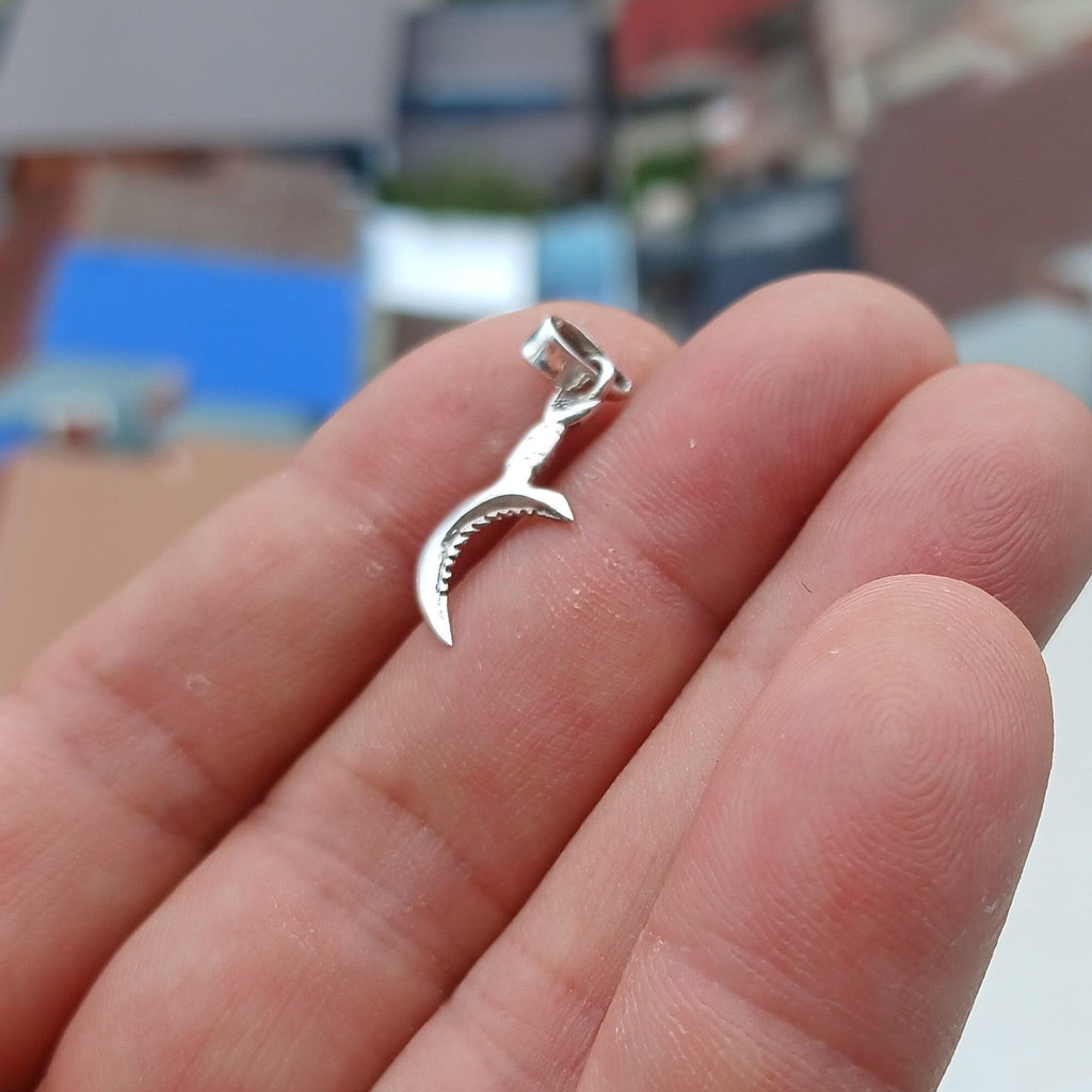 Sickle Silver Pendant, Sterling Silver Druid Sickle Pendant, Sickle Silver Charm, Excellent Details - hallmarked 925