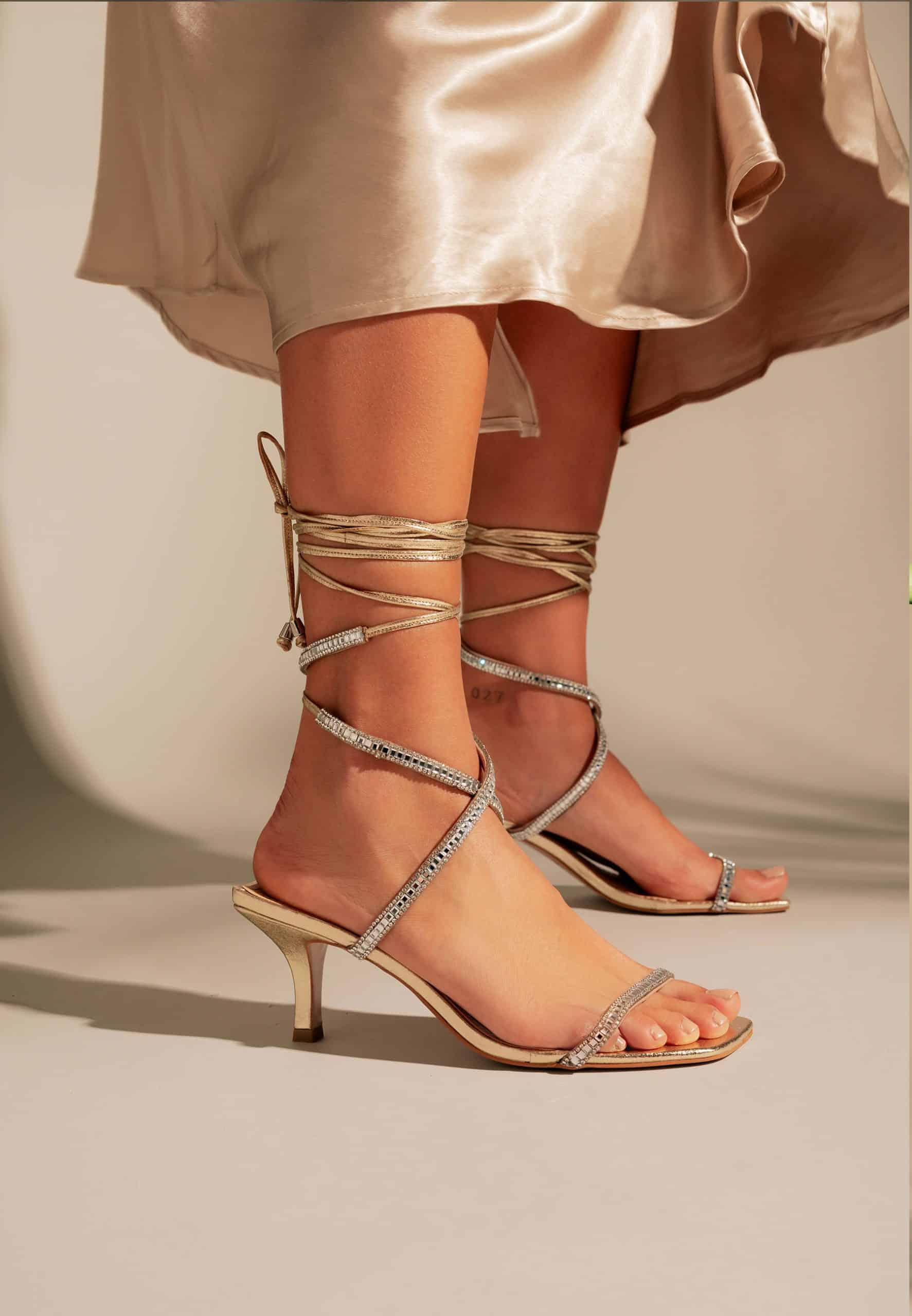 GoldenLeather 8 cm Heeled Sandals – Handcrafted Open-Toe Design
