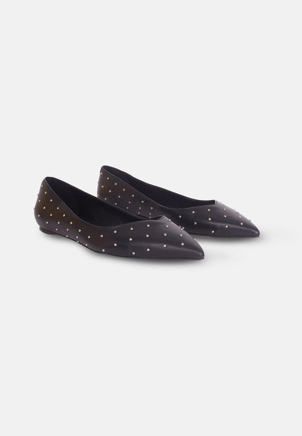 Black Leather Ballerinas Hamelia – Pointed-Toe Flats with Studs