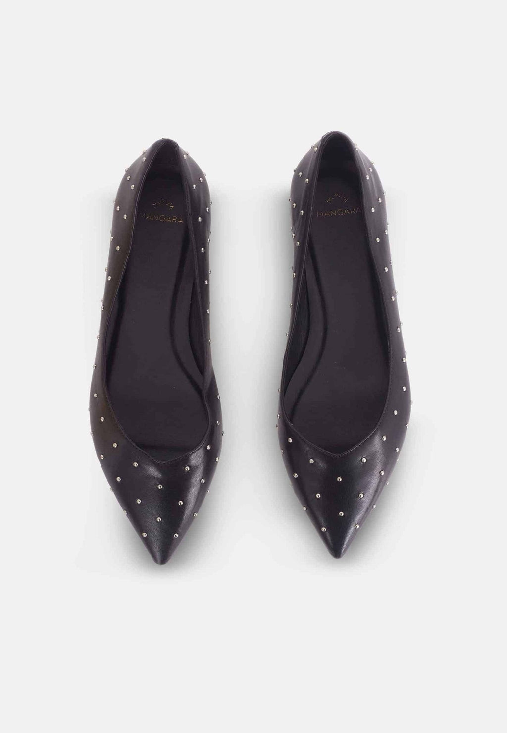 Black Leather Ballerinas Hamelia – Pointed-Toe Flats with Studs