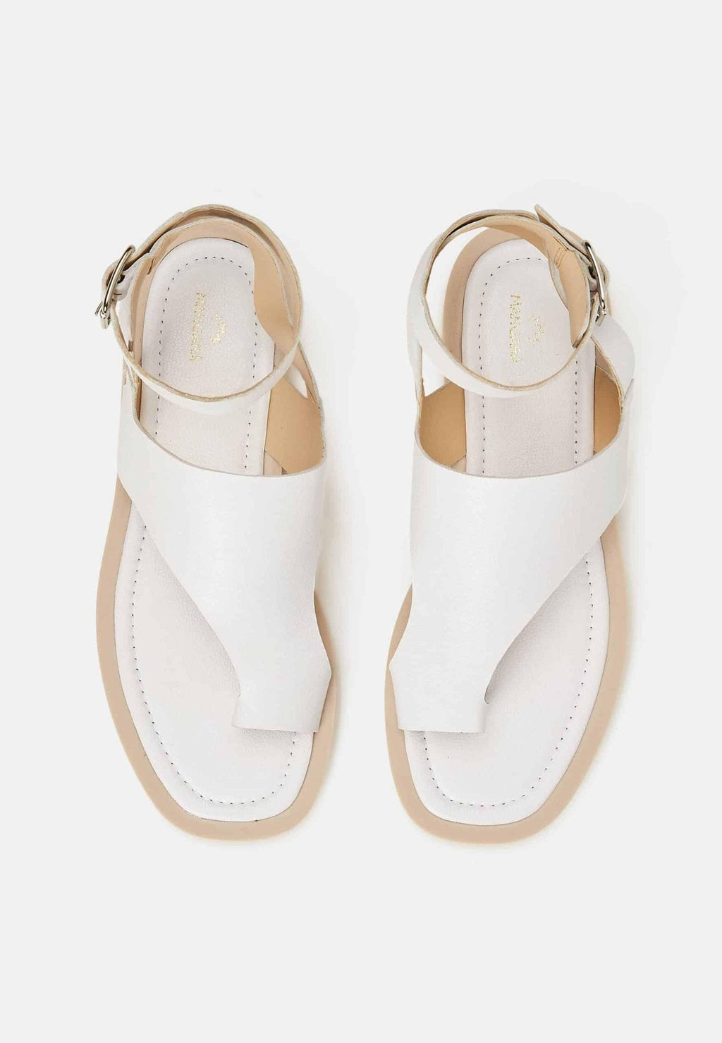 White Leather Toe-Ring Sandals – Handmade Women’s Flat Sandals