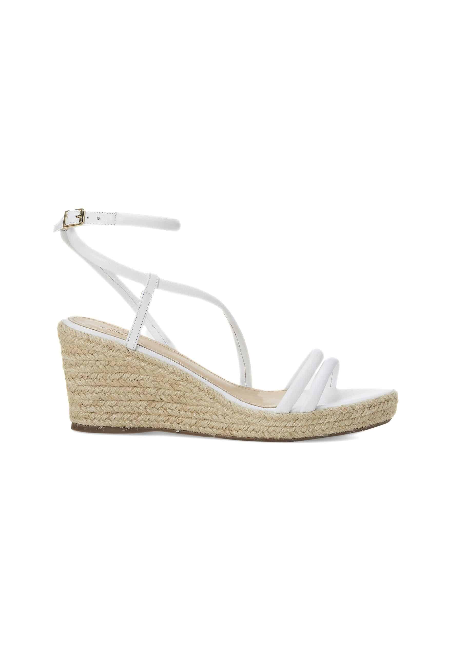 White Leather Espadrille Wedges Romã – Women’s Jute Platform Sandals