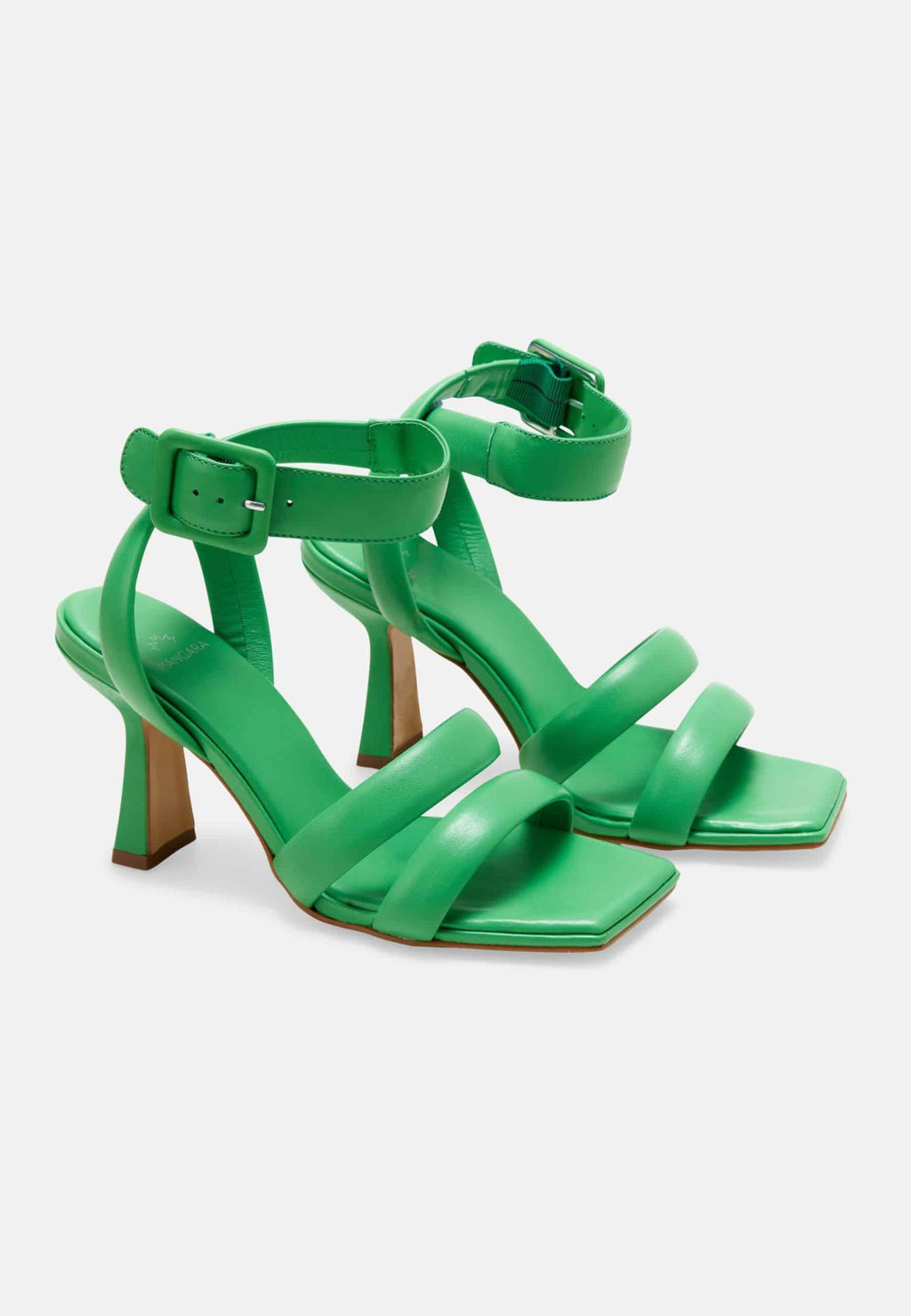 Green Calf Leather Sandals Uvaia – Women’s 8 cm Sculpted Heel with Ankle Strap