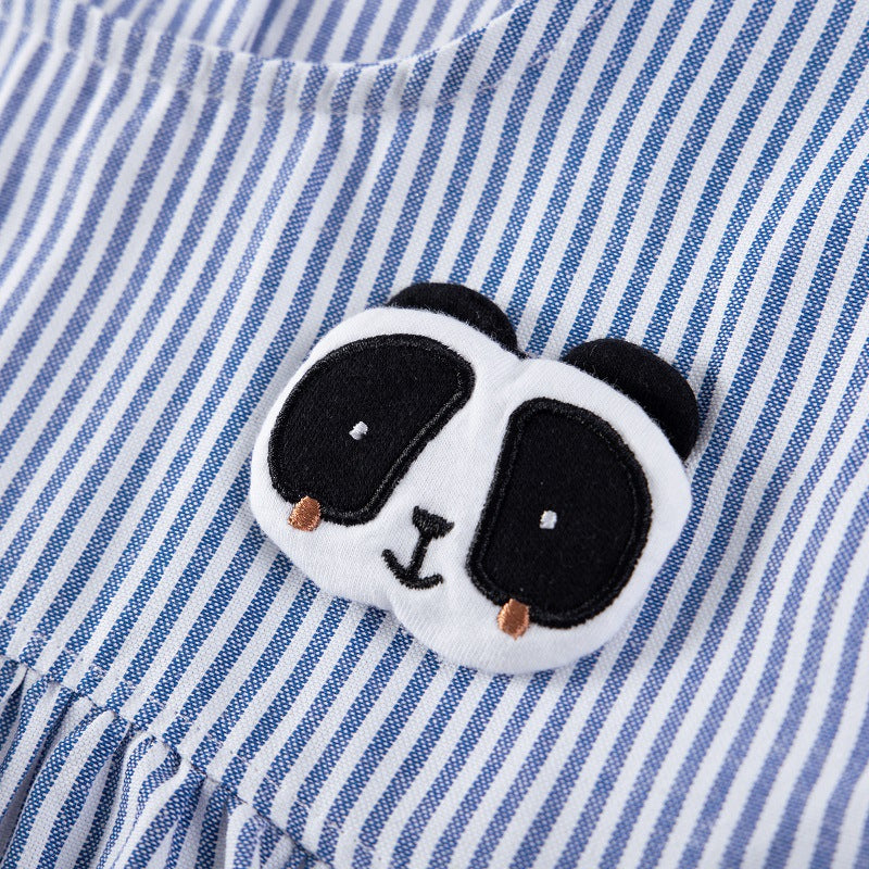 Summer Arrival Animals Cartoon Pattern Sleeveless Striped Dress for Stylish Girls