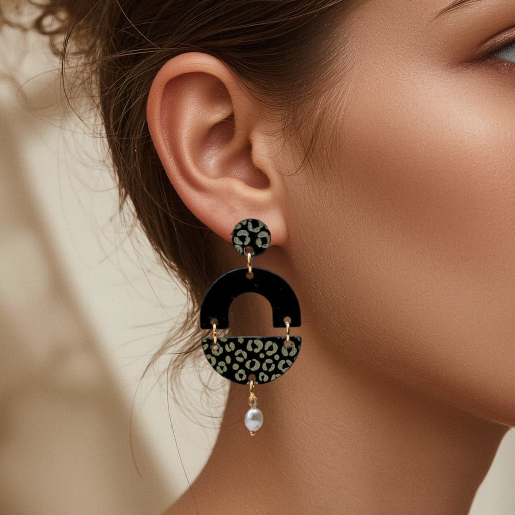 Sage - LEOPARD Statement met Zoetwaterparel Goud-2