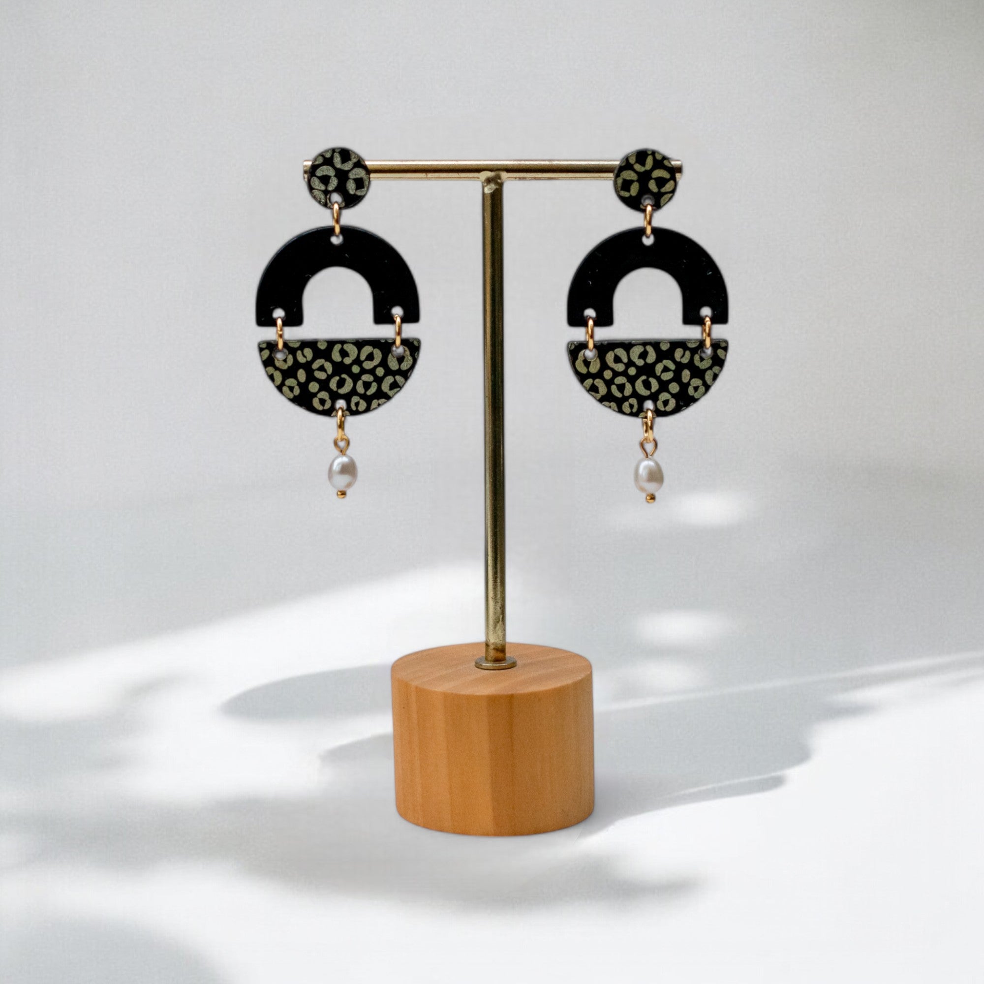 Sage - LEOPARD Statement met Zoetwaterparel Goud-1